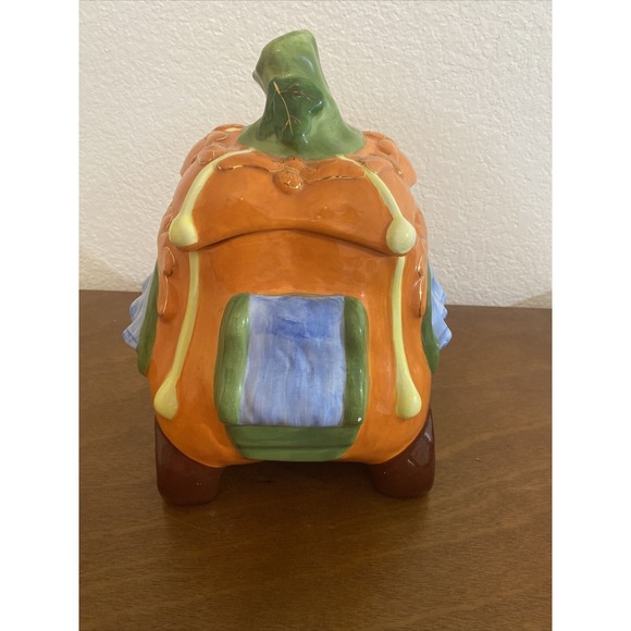Pumpkin‎ Carriage Cookie Jar Vintage Thanksgiving Holiday - Picture 3 of 11